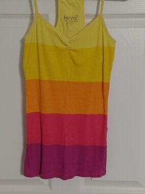 Kirra Colorblock Tank Top with Bandeau Bra Liner Size Medium Vibrant